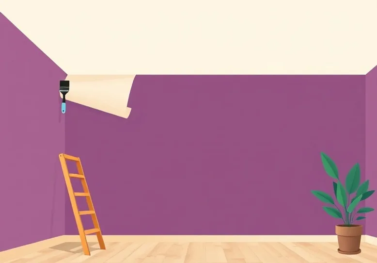 Pose de papier peint, rouleau et brosse à maroufler